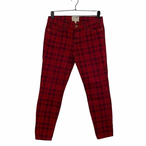 Current/Elliott The Stiletto Skinny Jeans Red Plaid 28 - Picture 1 of 8